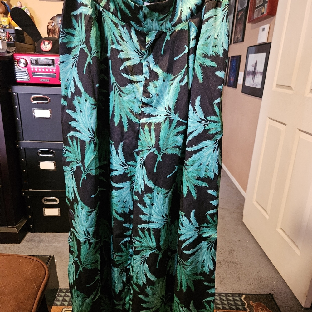 New Fe Noel X Target Feathered Palm Print Wide Leg Pants Sz Medium